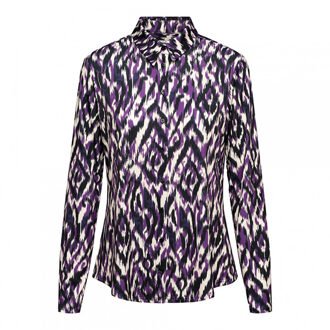 &co women blouse lotte random ikat purple Paars - XL