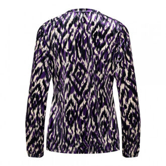 &co women top doris random ikat purple - maat L Veelkleurig