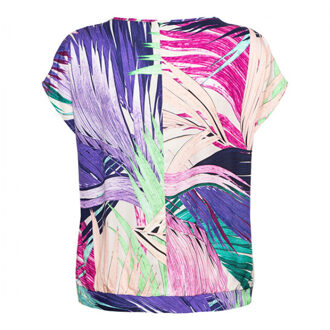 &co women top elvira leaf turquoise multi - maat S Veelkleurig