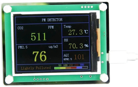 CO2 Carbon Dioxide PM2.5 Detector Module Air Quality Gas Sensor Tester Detector with 2.8Inch TFT Display Monitoring