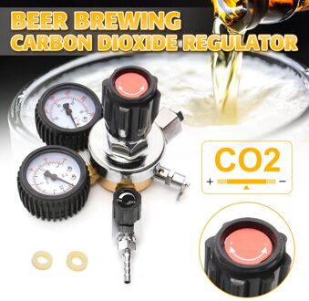 CO2 Gas Fles Regulator Ajustable Kooldioxide CO2 Regulators Drukregelaar Voor Drank Bier W21.8 Dubbele Gauge Regulator