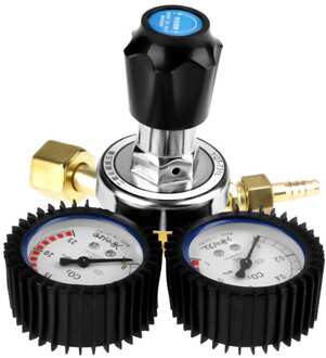 CO2 Gas Fles Regulator Kooldioxide Lassen Drukregelaar Dual Gauge Meetinstrument Voor Gas Lassen