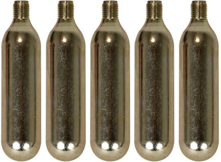 CO2 patroon 16 gram staal zilver 5-delig Zilverkleurig