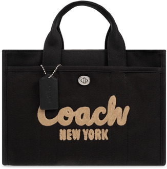 Coach Geborduurd Logo Canvas Cargo Tote Tas Coach , Black , Dames - ONE Size