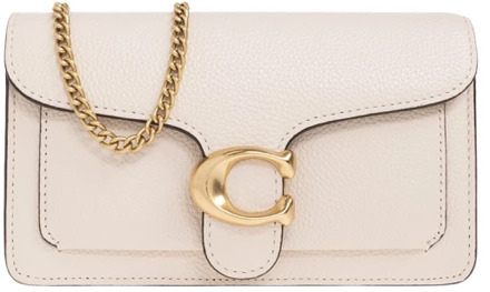 Coach Tabby Chain Clutch Crossbody - Beige Leer Coach , White , Dames - ONE Size