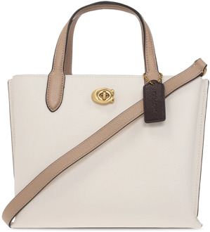 Coach Willow 24 handtas van leer Creme - 1 maat