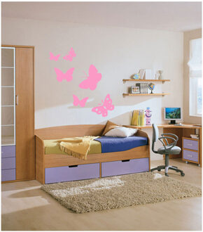 Coart Muursticker Butterfly - Vlinders (set van 6) - roze