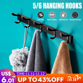 Coat Rack Wall Mounted Hooks For Hanging Hook Rail Coat Hanger Wall Mount For Clothes Hats Towel Key Kitchen Supplies