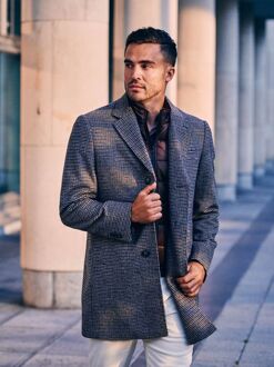 Coat Wol Pepita Beige Camel Bruin - 46,48,50,52