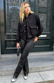 Coating Jeans Wide Leg Zwart