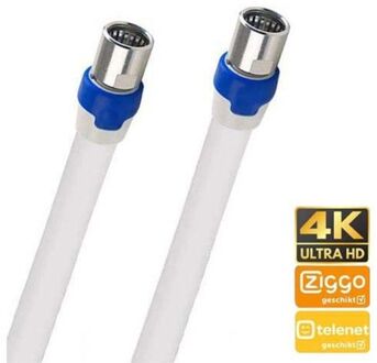 Coax Kabel Geschikt Voor Ziggo - 1,5 Meter - Wit - F-f Connector