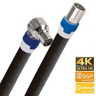 Coax Kabel Geschikt Voor Ziggo - 1,5 Meter - Zwart - M-haaks/f-recht