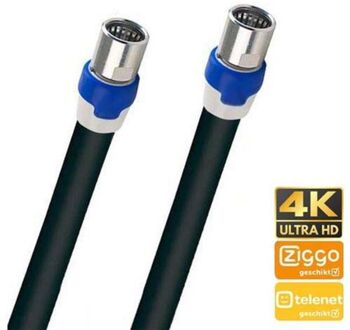 Coax Kabel Geschikt Voor Ziggo - 1,5 Mtr - Zwart - F-f Connector