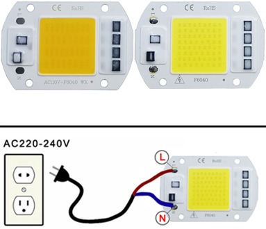 COB LED lamp Bead Chip AC 220V LED Bulb 10W 20W 30W 50W IP65 High Power Smart IC DIY Flood light Bulb Spotlight Outdoor Chip