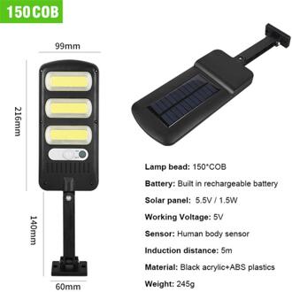 Cob Outdoor Solar Led Straat Licht Waterdicht Wandlamp Pir Sensor Human Inductie Industriële Tuin Vierkante Highway Road Lamp 150COB