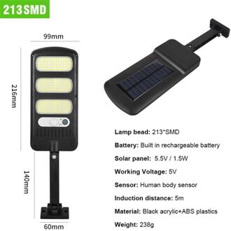 Cob Outdoor Solar Led Straat Licht Waterdicht Wandlamp Pir Sensor Human Inductie Industriële Tuin Vierkante Highway Road Lamp 213SMD