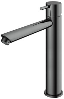 Cobber hoge wastafelmengkraan met rechte uitloop zonder waste zwart chroom CB003HSBK Zwart Chroom hoogglans