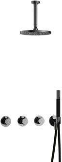 Cobber IBS70 inbouwdouche met 15cm plafondbuis zwart chroom