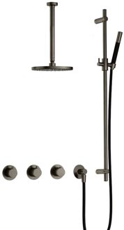 Cobber IBS70 inbouwdouche met 30cm plafondbuis en glijstang verouderd ijzer