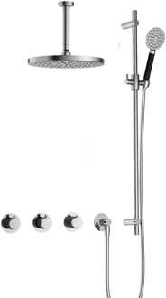 Cobber IBS70 inbouwdouche met ronde handdouche, 15cm plafondbuis, 30cm hoofddouche en glijstang chroom