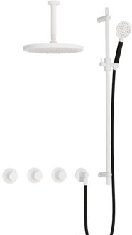 Cobber IBS70 inbouwdouche met ronde handdouche, 15cm plafondbuis, 30cm hoofddouche en glijstang wit mat