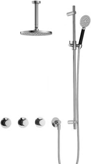 Cobber IBS70 inbouwdouche met ronde handdouche, 15cm plafondbuis en glijstang chroom