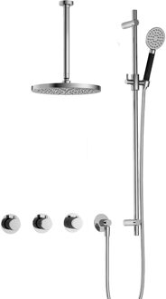 Cobber IBS70 inbouwdouche met ronde handdouche, 30cm plafondbuis, 30cm hoofddouche en glijstang chroom