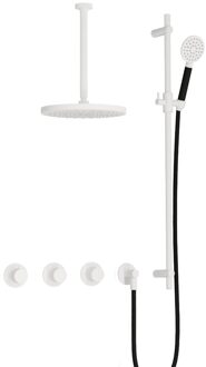 Cobber IBS70 inbouwdouche met ronde handdouche, 30cm plafondbuis, 30cm hoofddouche en glijstang wit mat