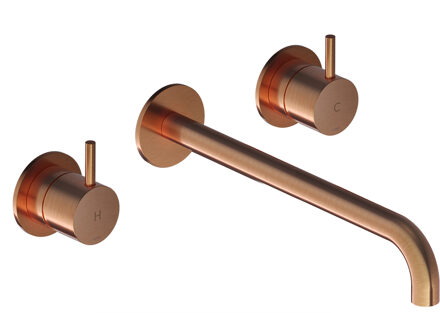 Cobber inbouw wastafelkraan 25cm geborsteld koper