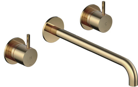 Cobber inbouw wastafelkraan 25cm gepolijst messing PVD