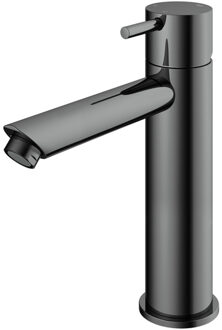 Cobber middelhoge wastafelmengkraan met rechte uitloop zonder waste zwart chroom CB003MSBK Zwart Chroom hoogglans