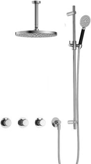 Cobber X IBSX70 inbouwdouche met ronde handdouche, 15cm plafondbuis, 30cm hoofddouche en glijstang chroom