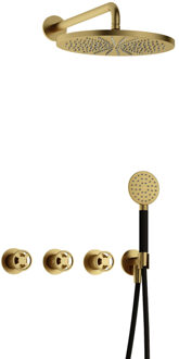 Cobber@Work IBSW70 inbouwdouche met ronde handdouche en 30cm hoofddouche geborsteld messing PVD