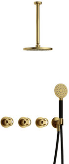 Cobber@Work IBSW70 inbouwdouche met ronde handdouche en 30cm plafondbuis geborsteld messing PVD