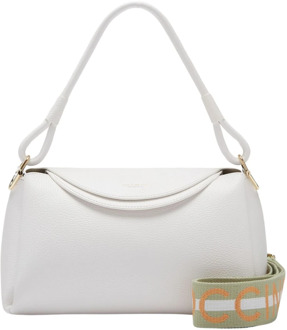 Coccinelle Grained Leren Handtas in Wit Coccinelle , White , Dames - ONE Size