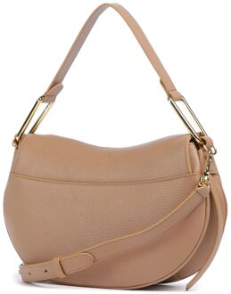 Coccinelle Megan Flap Leren Schoudertas Bruin - One Size