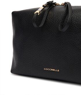Coccinelle Nory Handtas Leer met Gerimpeld Effect Zwart - One Size