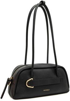 Coccinelle Paki Handtas van Gegronde Leer Zwart - One Size