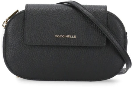 Coccinelle Zwarte leren schoudertas met kettingdetail Coccinelle , Black , Dames - ONE Size