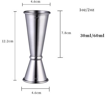 Cocktail Bar Jigger Rvs Japanse Jigger Dubbele Geest Maatbeker Voor Thuis Bar Party Bar Accessoires Club Zilver