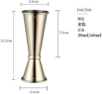 Cocktail Bar Jigger Rvs Maatbeker Jigger Dubbele Geest Barman Bar Wijn Jigger Liquo Meten Keuken Gereedschap goud
