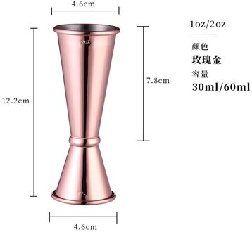 Cocktail Bar Jigger Rvs Maatbeker Jigger Dubbele Geest Barman Bar Wijn Jigger Liquo Meten Keuken Gereedschap roos goud