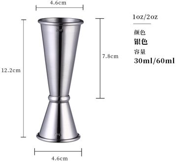 Cocktail Bar Jigger Rvs Maatbeker Jigger Dubbele Geest Barman Bar Wijn Jigger Liquo Meten Keuken Gereedschap zilver