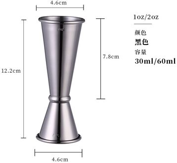 Cocktail Bar Jigger Rvs Maatbeker Jigger Dubbele Geest Barman Bar Wijn Jigger Liquo Meten Keuken Gereedschap zwart