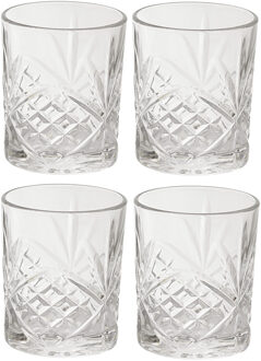 Cocktail Drinkglazen - Luxe relief - transparant - glas - set 8x stuks - 300 ml