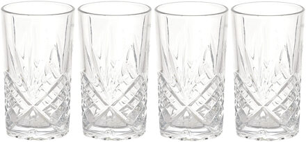 Cocktail Drinkglazen - Luxe relief - transparant - glas - set 8x stuks - 350 ml