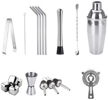 Cocktail Set, 18 Pcs Cocktail Maken Set, rvs Barman Kit Met 750Ml Boston Cocktail Shaker Voor Party, Bar