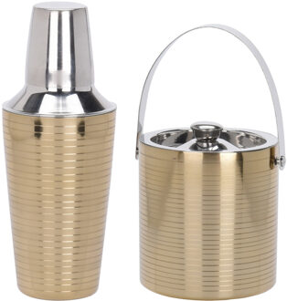 Cocktail set goudkleurig - Shaker en ijsemmer met deksel - 500ml/1.7liter