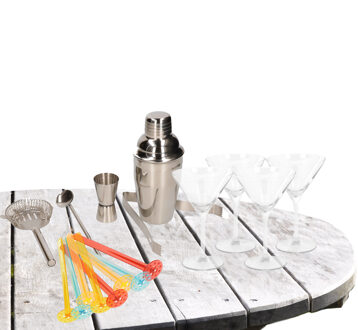 Cocktail set inclusief cocktailshaker en 4x luxe cocktailglazen/Martiniglazen