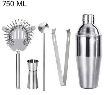 Cocktail Shaker 550 Ml/750 Ml Rvs Wijn Martini Boston Shaker Mixer Voor Bar Party Barman Gereedschap Bar accessoires 5stk 750ML